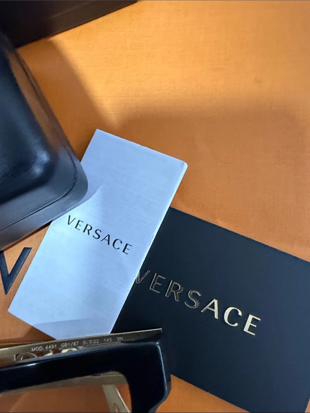 Authentic Versace Women’s Black and Gold Square Frame Sunglasses